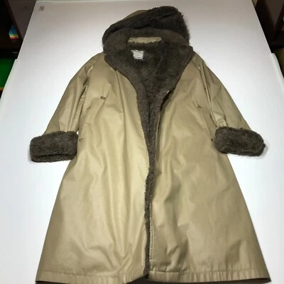 London Fog Coat Womens Size 10 Faux Fur Lined Khaki Long Length - Image 1 of 4
