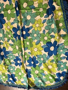 VINTAGE Cannon Royal Family FLOWER DAISY FRINGE MOD DRAPES 2 PANELS MCM 60’s - Picture 1 of 10