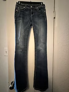 Jeans donna MISS ME denim cristalli impreziositi vita bassa skinny blu taglia 25 - Foto 1 di 10
