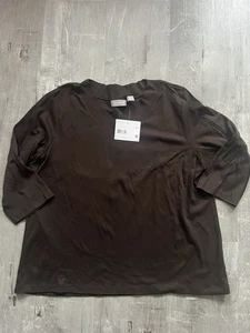 Liz Claiborne Größe 3X braun Damen Baumwolle 3/4 Arm Shirt - Bild 1 von 6