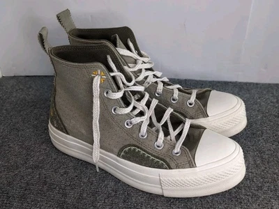 Zapatos Converse Chuck Taylor All Star Mujer Verde Otoño Bordado Plataforma 9.5 Foto 1 de 4