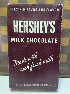 VINTAGE HERSHEY'S MILK CHOCOLATE CANDY BAR BOX 36 1.45oz Bars EMPTY - Picture 1 of 20