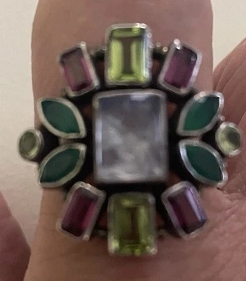 NB Nicky Butler India 925 Sterling Silver Multi-colored Gemstone Ring Size 9 - Image 1 of 4