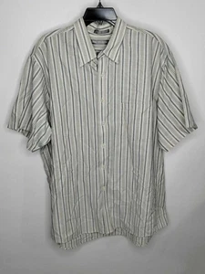 Camisa Van Heusen Para Hombre Talla 181/2 Color Azul/Crema Manga Corta Abotonada Rayas - Imagen 1 de 3