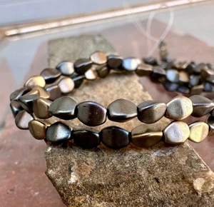 Leather Pinched Czech Glass Beads 50 Per Strand - Picture 1 of 7