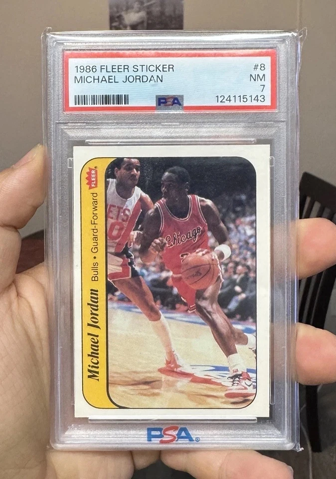1986 FLEER MICHAEL JORDAN STICKER PSA 7! ROOKIE CARD RC! CENTERED EYE APPEAL - Image 1 of 2