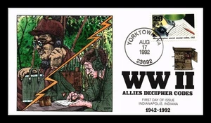 DR JIM STAMPS US COVER WWII ALLIES DECIPHER CODES FDC COLLINS HAND PAINTED - Picture 1 of 2