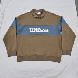 Herren LARGE Wilson Hillcrest Pullover Logo Shirt braun blau weiß Tennis Polo - Bild 1 von 22