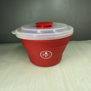 Pampered Chef Microwave Popcorn Maker Popper Red Silicone Collapsible 1457 - Picture 1 of 6