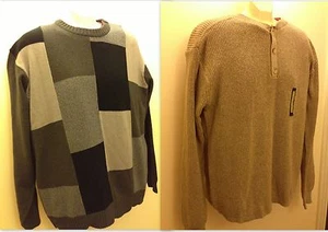 Haggar Men's Crew Neck Sweater Button Down Top Shirt Beige XL Classic NWT $54 - Picture 1 of 5