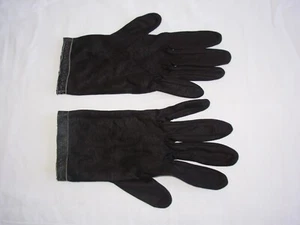 Gants fins noirs M Bordure Cuir G017 - Imagen 1 de 4