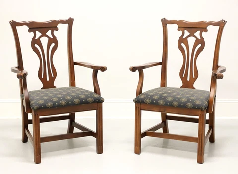 KNOB CREEK Mahogany Chippendale Dining Armchairs - Pair Cover