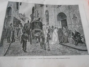 Gravure 1876 - Un Mariage à l'église d'après M.Durand - Foto 1 di 1