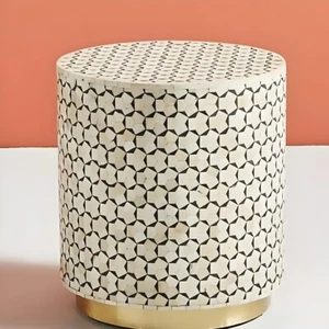 Handmade Bone Inlay Round End Table Modern Side Table, Coffee Table, Sofa Table - Picture 1 of 7