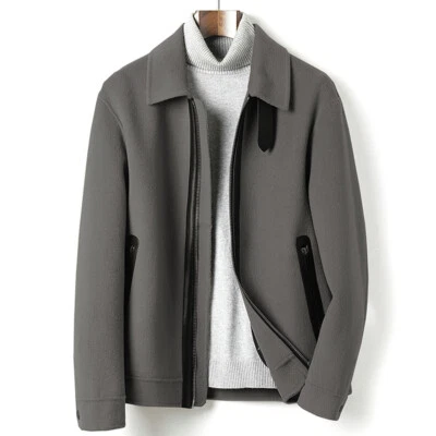 冬季摩托车羊皮 100% 羊绒外套男式飞行夹克羊毛夹克 — 第 1/4 张图片