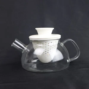 Clear Glass Teapot w ceramic infuser steeper kettle 3PC w lid - Picture 1 of 5