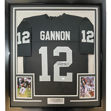 Framed Autographed/Signed Rich 33x42 Gannon Oakland Black Jersey JSA COA