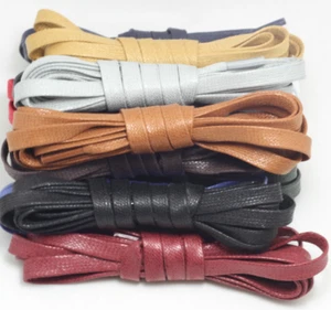 1 pair Flat Waxed Shoelaces Leather Shoes Waterproof String Weave shoelace rope - Picture 1 of 19