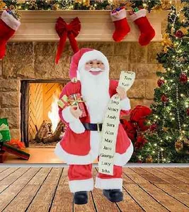 Standing Santa Claus Ornament Figure With Names List & Presents - Picture 1 of 6
