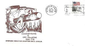 HOUSTON (SSN-713) 25 September 1982 First Day in Commission Decatur Chap Cachet - Picture 1 of 1