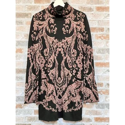 Mini Vestido Free People Negro/Borgoña Manga Larga Bolsillos Rayón/Algodón S Nuevo sin Etiquetas Foto 1 de 4