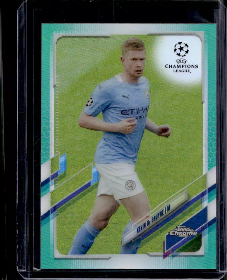 2020-21 Topps Chrome UCL Kevin De Bruyne Aqua Refractor #134/199 #18 Manchester