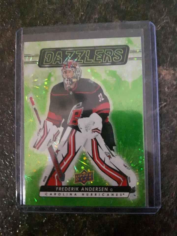 2023-24 Upper Deck Extended Series Green Dazzlers Frederik Andersen Card# DZ-126 - Image 1 of 2