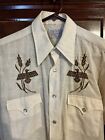 Vintage 50s H Bar C Long Tail Ranchwear Embroidered Western Snap-Down Shirt