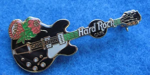 CAPE TOWN PROTEA FLOWER BLACK LOGO ENAMEL GUITAR Hard Rock Cafe PIN - Picture 1 of 1