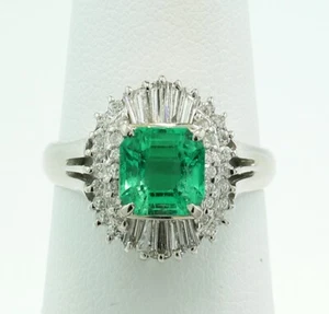 Brillant Ring kolumbianischer Smaragd 1,75 carat Top Farbe 900 Platin - Bild 1 von 4