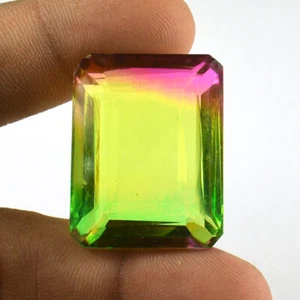 85.65 Ct Lovely Multi-Color Tourmaline Emerald Cut Shape Loose Gemstone - Picture 1 of 4