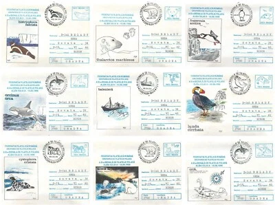 BB001 Polar region fauna lot of 9 First Day Covers Romania 1996 - Image 1 of 4