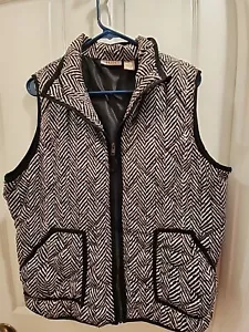 Fresh Women's Lightweight Quilted Vest Size XL Black Zebra Print Pockets Wintee - Picture 1 of 3