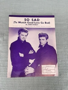 The Everly Brothers Don Everly Personally Owned “So Sad” Vintage Sheet Music - Picture 1 of 10