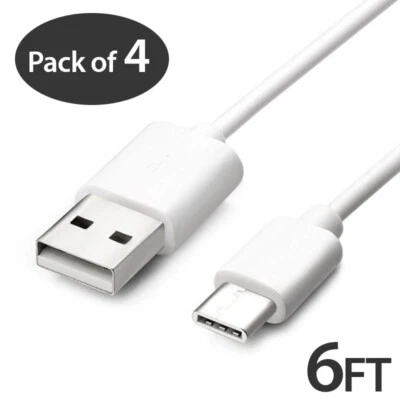 4X 6FT USB Type C Fast Charging Cable For Samsung Galaxy S8 S9 S10 Plus Note 8 9 - Image 1 of 4
