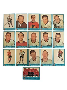 (16) 1962-63 Topps Chicago Black Hawks Vintage Blackhawks Hockey Team Card Lot - Bild 1 von 10