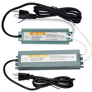 LED Power Supply 60W 100W 200W IP67 Waterproof Outdoor Driver AC 110V to DC 12V - Picture 1 of 22
