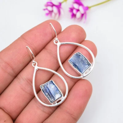 Kyanite Gemstone 925 Sterling Silver Earring Handmade Jewelry Earring Wife Gift - Image 1 of 4
