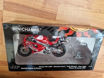 MINICHAMPS 1/12 Honda VTR 1000 Suzuka 2001 Valentino Rossi & Edwards Moto - Immagine 1 di 4