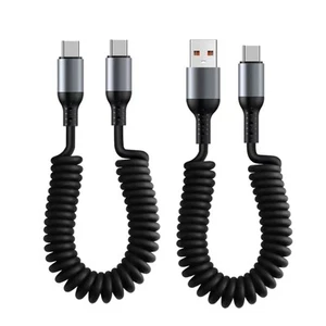 Pour USB Type C Câble Enroulé Spirale Ressort de Charge Rapide Câble de Charge Rapide - Photo 1 sur 14