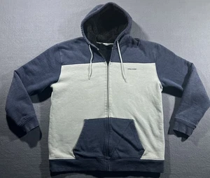 Volcom Zip Up Hoodie Mens 2XL Gray Blue Skater Surf Snowboard Sherpa Lined Warm - Picture 1 of 15