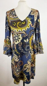 MSK Women’s Dress BOHO Small Multicolor Slinky Thin Stretch Straight Knees NICE - Picture 1 of 11