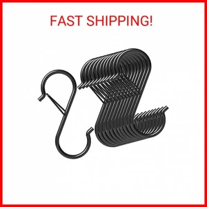 12 Pack S Hooks for Hanging with Safety Buckle, Heavy Duty Metal S Shaped Closet - Picture 1 of 2