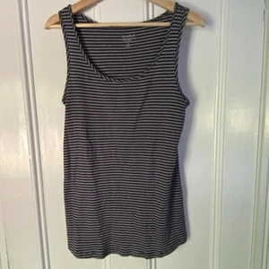 Isabel Maternity Tank Top Sleeveless XL Navy White Stripe Cotton Spandex Summer - Picture 1 of 6