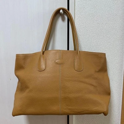 Tod's Beige Leather Tote Bag Large with 2 Compartments Used Japan - Image 1 of 4