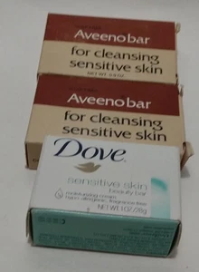 Aveeno 0,9 oz colomba 1 oz pelle sensibile bar lotto pacchetto viaggio dimensioni vintage - Foto 1 di 3