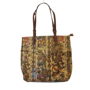 SAKROOTS North South Boho Owl Graphic Zippered Tote Bag Coated Canvas Artsy - Picture 1 of 11