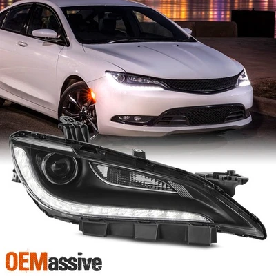 For 2015-2017 Chrysler 200 Halogen Projector Chrome Headlamp Passenger w/LED DRL - Image 1 of 4