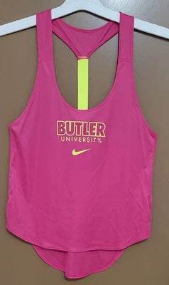 Camiseta sin mangas Nike Dri Fit para mujer S espalda deportiva mayordomo universitario rosa amarillo elástico Foto 1 de 4