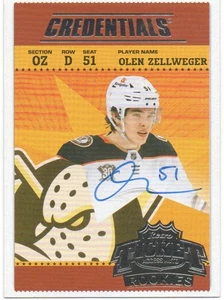24-25 2024-25 Credenciales Olen Zellweger ROOKIE RETRO AUTO Boleto Acceso-Patos - Imagen 1 de 1